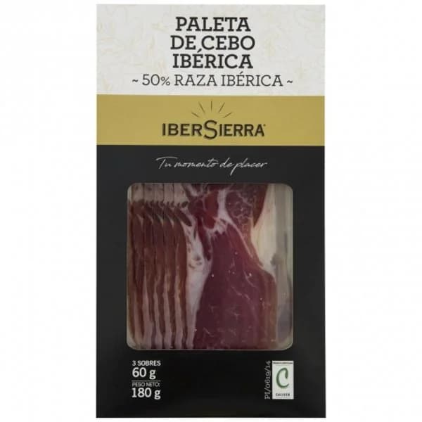 Estuche de Paleta de Cebo Ibérica 50% Raza Ibérica IberSierra sin gluten y sin lactosa 3 sobres de 60 g - 0.18 kg - Imagen del producto en Findit