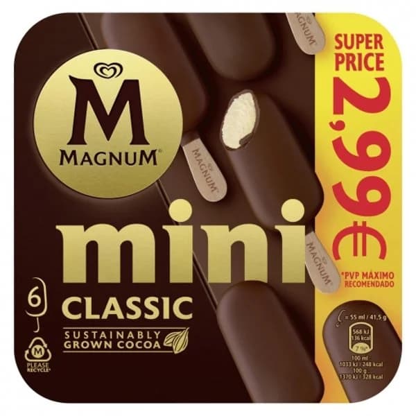 Bombón helado mini Magnum Classic 6 ud. - 0.25 kg - Imagen del producto en Findit