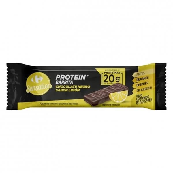 Barrita de proteína con chocolate negro sabor limón Carrefour Sensation 45 g. - 0.04 kg - Imagen del producto en Findit
