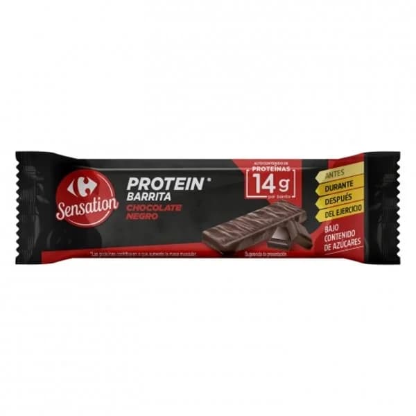 Barrita de chocolate negro alta en proteínas Carrefour Sensation 40 g. - 0.04 kg - Imagen del producto en Findit