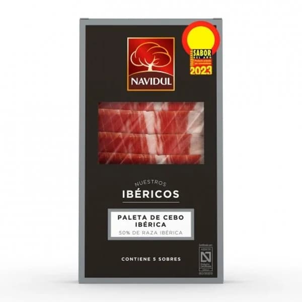 Paleta de Cebo Ibérico 50% Raza Ibérica en lonchas Navidul  pack de 5 sobres de 40 g - 0.16 kg - Imagen del producto en Findit