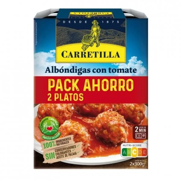 Albóndigas con salsa de tomate Carretilla sin aceite de palma pack 2 unidades de 300 g. - 0.6 kg - Imagen del producto en Findit