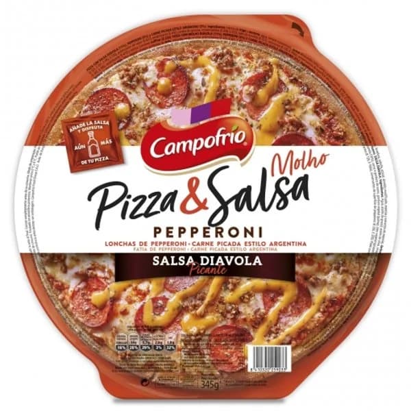 Pizza pepperoni con salsa diávolo picante Pizza & Salsa Campofrío 345 g. - 0.36 kg - Imagen del producto en Findit