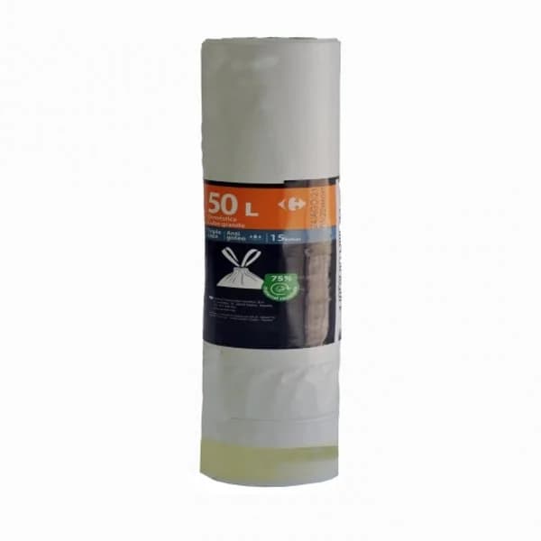 Bolsas Basura de Material Reciclado CARREFOUR 50 l. 15 ud - Blanco - 1 ud - Imagen del producto en Findit
