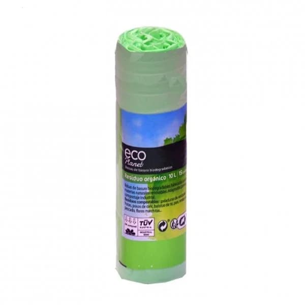 Bolsa de Basura Biodegradable Compostable ECOPLANET 10l 15 ud 45x45 cm - 14.58 ud - Imagen del producto en Findit