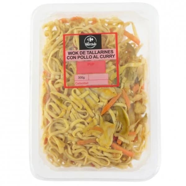 Wok de tallarines con pollo al curry Carrefour 300 g - 1 ud - Imagen del producto en Findit