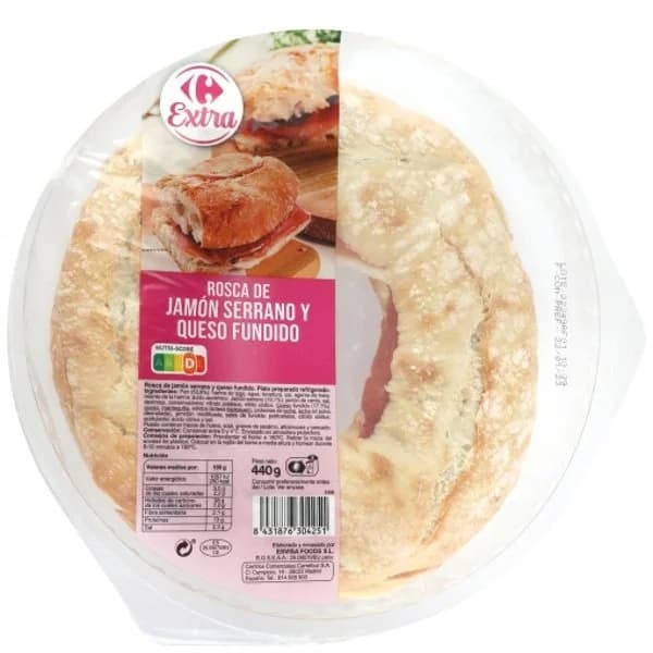 Rosca de jamón serrano y queso Carrefour Extra 440 g. - 0.44 kg - Imagen del producto en Findit