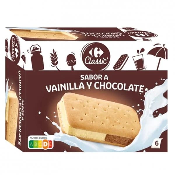 Sandwich de vainilla y chocolate Classic' Carrefour 6 ud. - 5.97 ud - Imagen del producto en Findit