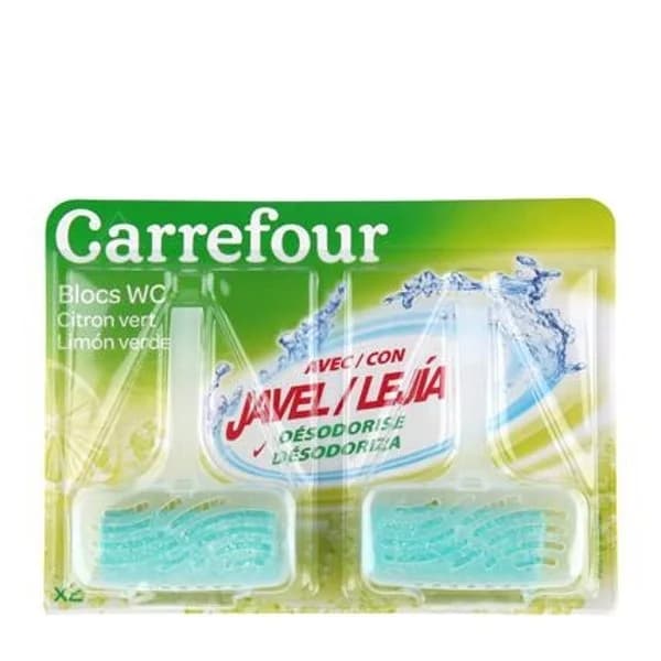 Colgador WC con lejía aroma limón verde Carrefour 2 ud. - 0.08 kg - Imagen del producto en Findit