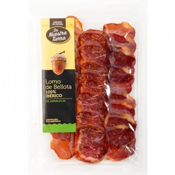 Lomo de Bellota Ibérico 100 % Raza Ibérica en lonchas De Nuestra Tierra 100 g - 0.1 kg - Imagen del producto en Findit