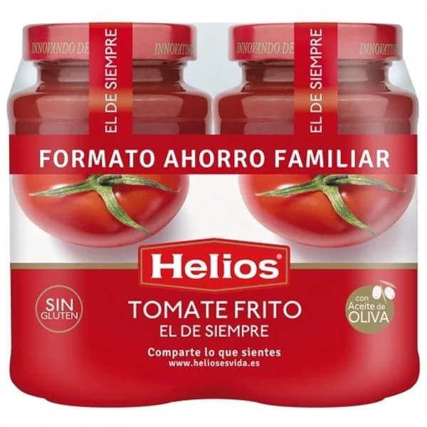 Tomate frito Helios sin gluten pack de 2 tarros de 570 g. - 1.14 kg - Imagen del producto en Findit