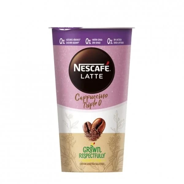 Café latte cappuccino desnatado triple 0 Nescafé sin gluten, sin lactosa y sin azúcar añadido 205 ml. - 0.21 l - Imagen del producto en Findit