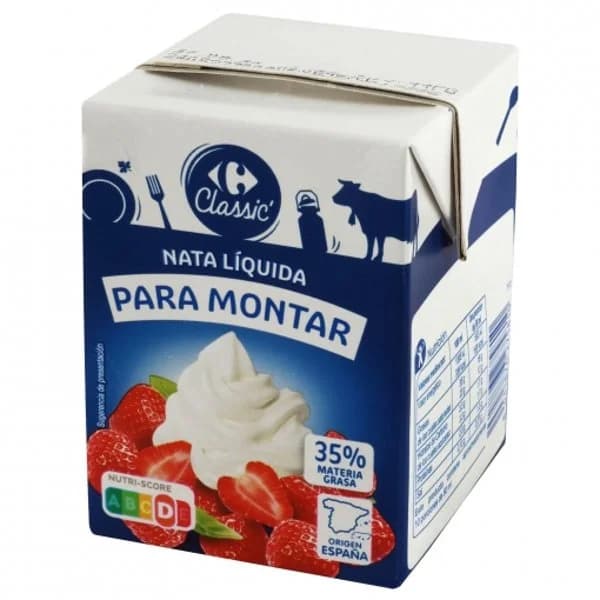 Nata para montar 35% materia grasa Classic´ Carrefour 500 ml. - 0.5 l - Imagen del producto en Findit