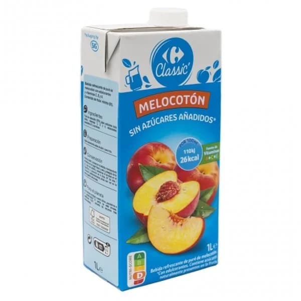 Bebida de fruta melocotón Carrefour Classic´ sin azúcar añadido brik 1 l. - 1 ud - Imagen del producto en Findit