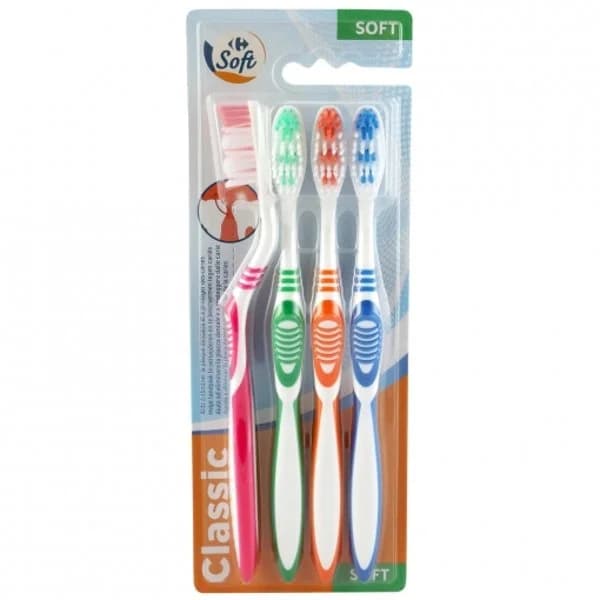 Cepillo de dientes suave Carrefour 4 ud. - 4.06 ud - Imagen del producto en Findit