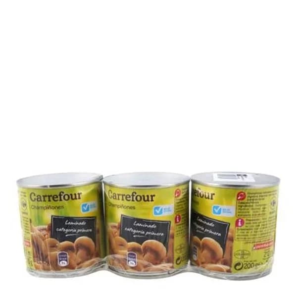 Champiñones laminados bajos de sal Carrefour pack de 3 unidades de 115 g. - 0.34 kg - Imagen del producto en Findit