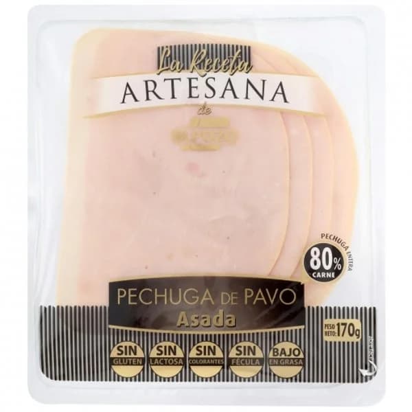 Pechuga de pavo asada en lonchas Receta Artesana El Pozo sin gluten y sin lactosa 170 g - 0.17 kg - Imagen del producto en Findit