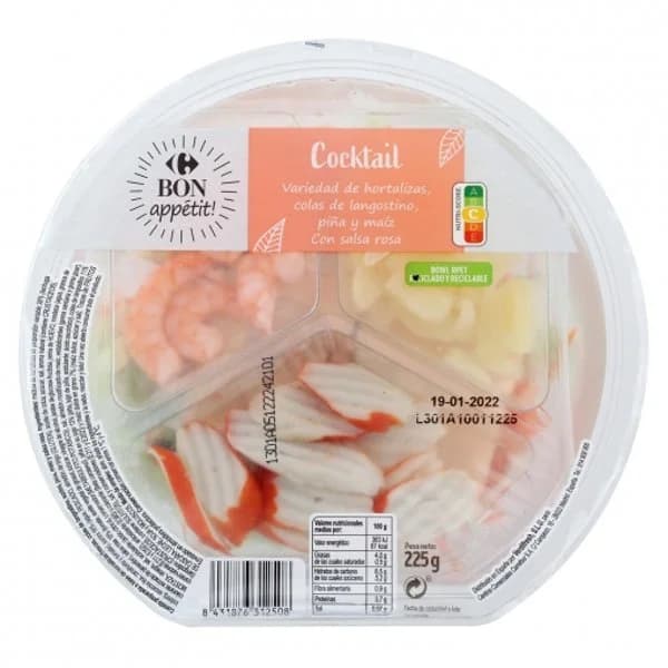 Ensalada cocktail de gambas Carrefour Bon Appétit 225 g - 1 ud - Imagen del producto en Findit