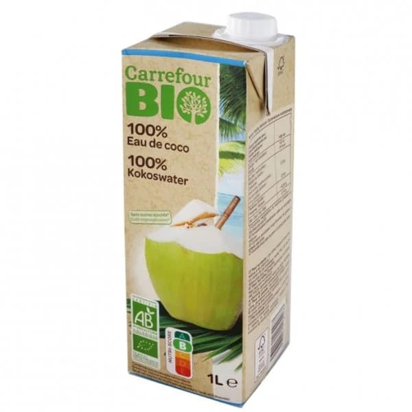 Agua de coco 100% natural ecológico Carrefour Bio brik 1 l. - 1 l - Imagen del producto en Findit