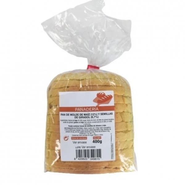 Pan de molde de maíz y semillas de girasol 400 g - 0.4 kg - Imagen del producto en Findit