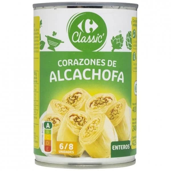 Corazones de alcachofas 6/8 piezas Carrefour 240 g. - 0.24 kg - Imagen del producto en Findit