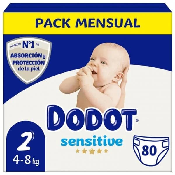 Pañales Dodot Sensitive T2 (4-8 kg) 80 ud. - 79.7 ud - Imagen del producto en Findit