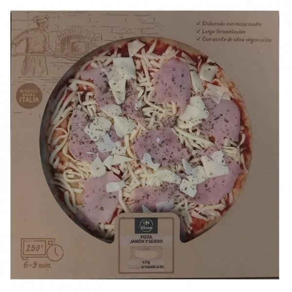 Pizza italiana de jamón y queso Carrefour 410 g - 0.41 kg - Imagen del producto en Findit