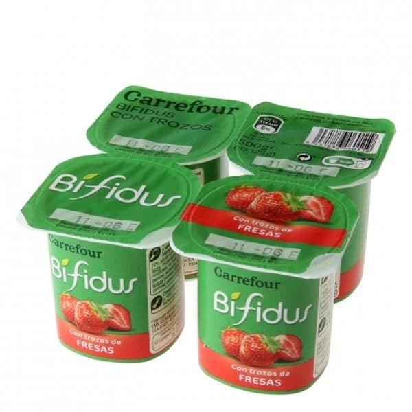Bífidus con trozos de fresa Carrefour pack de 4 unidades de 125 g. - 0.5 kg - Imagen del producto en Findit