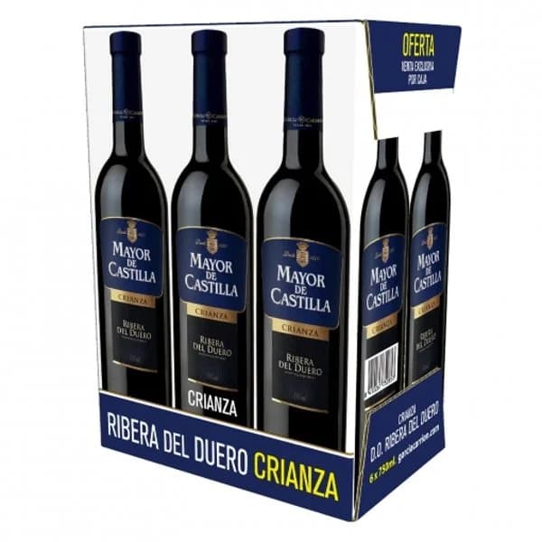 Vino D.O. Ribera del Duero tinto crianza Mayor de Castilla pack de 6 botellas de 75 cl. - 1 ud - Imagen del producto en Findit