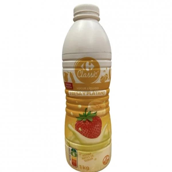 Yogur líquido fresa y plátano Carrefour Classic´sin gluten 1 kg. - 1 kg - Imagen del producto en Findit