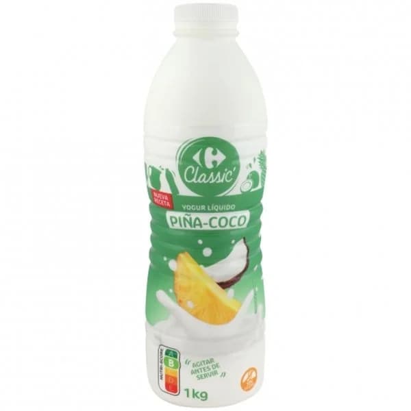 Yogur liquido de piña y coco Carrefour Classic´ sin gluten 1000 g. - 1 kg - Imagen del producto en Findit