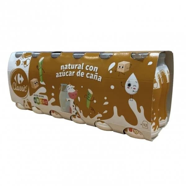 Yogur liquido natural con azúcar de caña Carrefour Classic´ pack de 12 unidades de 100 g. - 1.2 kg - Imagen del producto en Findit
