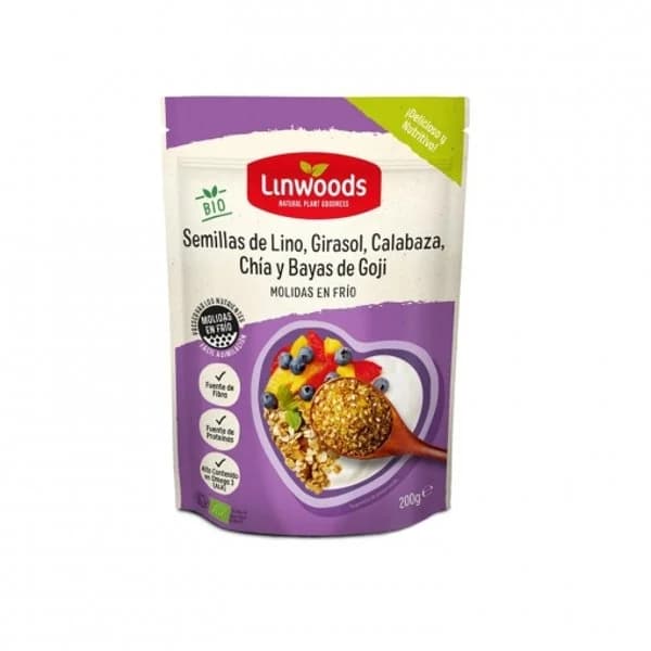 Semillas de lino, girasol, calabaza, chía y bayas de Goji molidas ecológico Linwoods sin gluten 200 g. - 0.2 kg - Imagen del producto en Findit