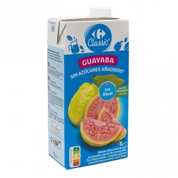 Bebida de fruta guayaba Carrefour Classic´ sin azúcar añadido brik 1 l. - 1 l - Imagen del producto en Findit