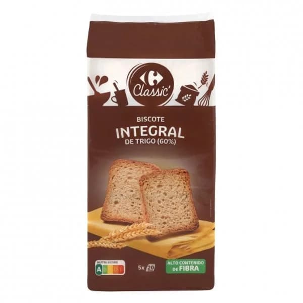 Biscote integral de trigo 60% Carrefour Classic' 750 g. - 1 ud - Imagen del producto en Findit