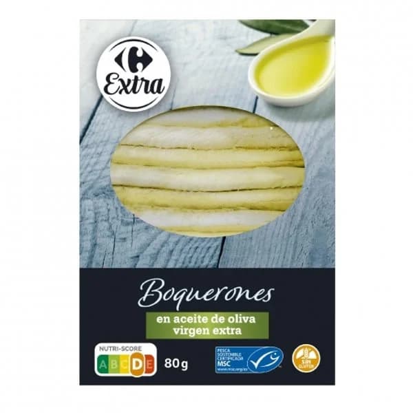 Boquerones en aceite de oliva virgen extra Carrefour Extra 80 g. - 0.08 kg - Imagen del producto en Findit