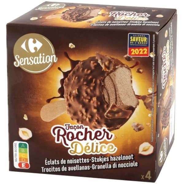 Mini bombón helado de avellana Sensation Carrefour 4 ud. - 3.99 ud - Imagen del producto en Findit