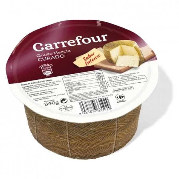 Queso de mezcla curado mini Carrefour pieza de 840 g - 0.84 kg - Imagen del producto en Findit