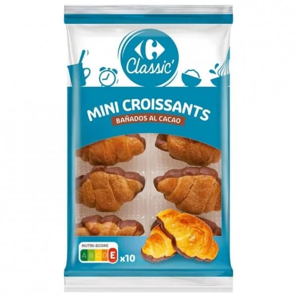 Croissant mini bañados al cacao Classic' Carrefour 150 g. - 0.15 kg - Imagen del producto en Findit