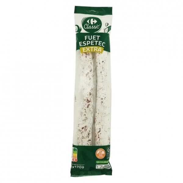 Fuet espetec Carrefour Classic sin gluten 2x170 g - 0.34 kg - Imagen del producto en Findit