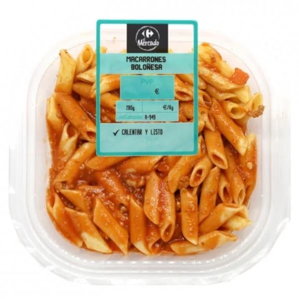 Macarrones boloñesa Carrefour El Mercado 280 g - 0.28 kg - Imagen del producto en Findit