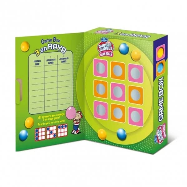 Caja juego 3 en raya con bolas de chicle Dubble Bubble sin gluten y sin lactosa 75 g. - 1 ud - Imagen del producto en Findit