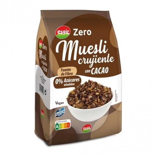 Muesli crujientes con cacao Esguir Zero sin gluten y sin azúcar añadido 300 g. - 0.3 kg - Imagen del producto en Findit
