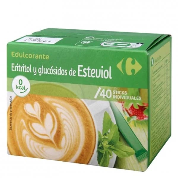 Edulcorante con extractos de estevia Carrefour 40 ud. - 0.04 kg - Imagen del producto en Findit