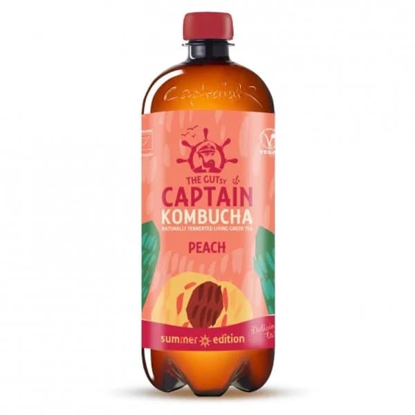 Kombucha melocotón ecológica The GUTsy Captain sin gluten botella 1 l. - 1 ud - Imagen del producto en Findit