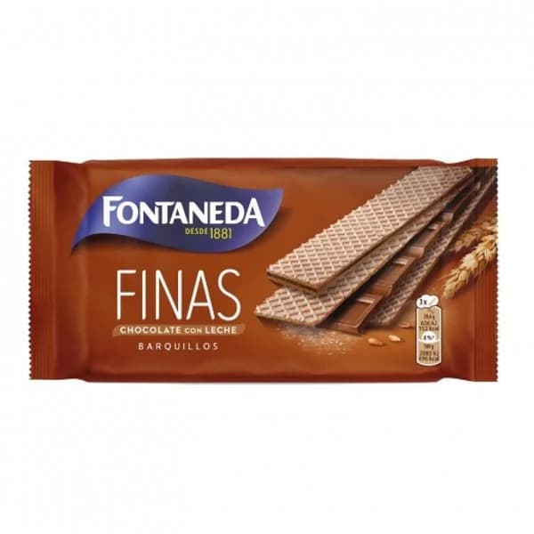 Galletas de barquillo con chocolate con leche 92 g - 0.09 kg - Imagen del producto en Findit