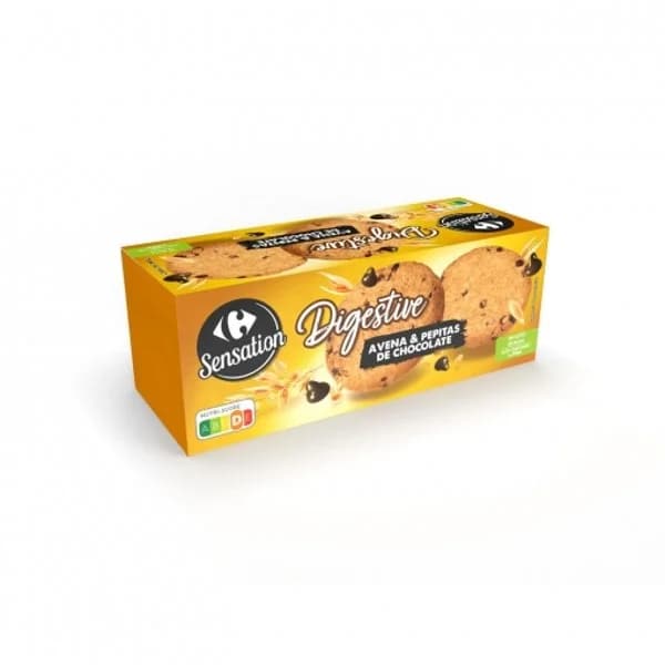 Galletas con avena y pepitas de chocolate Digestive Carrefour Sensation 425 g. - 1 ud - Imagen del producto en Findit