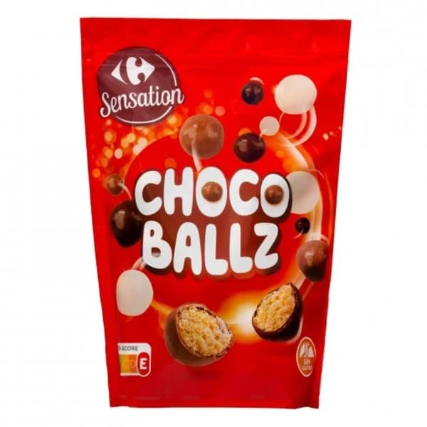 Bolitas tres chocolates Carrefour Sensation Choco Ballz sin gluten doy pack  200 g. - 0.2 kg - Imagen del producto en Findit