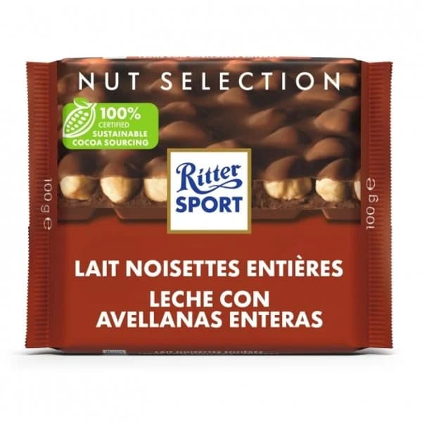 Chocolate con leche y avellanas enteras Ritter Sport 100 g. - 0.1 kg - Imagen del producto en Findit