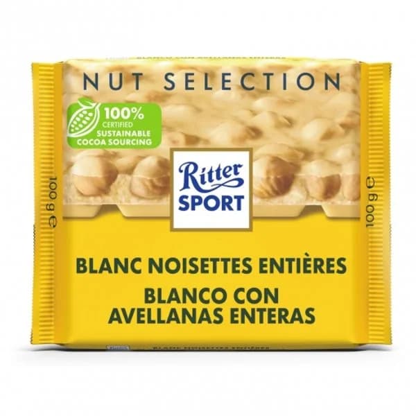 Chocolate blanco con avellanas enteras Ritter Sport 100 g. - 1 ud - Imagen del producto en Findit